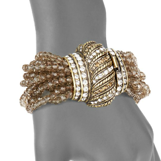 Rhinestone and bead torsade bracelet